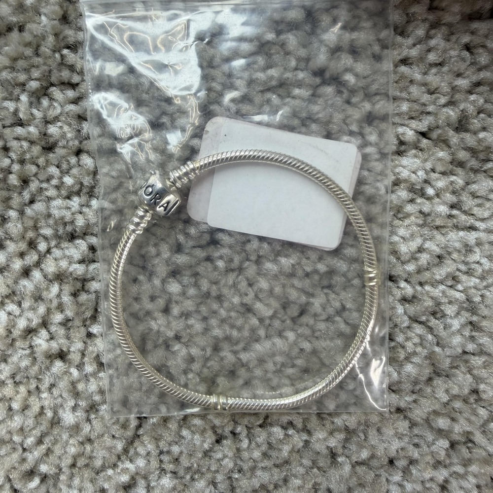 Pandora Silver Tone Barrel Clasp Charm Chain Bracelet Size 20 7.9in No Stone